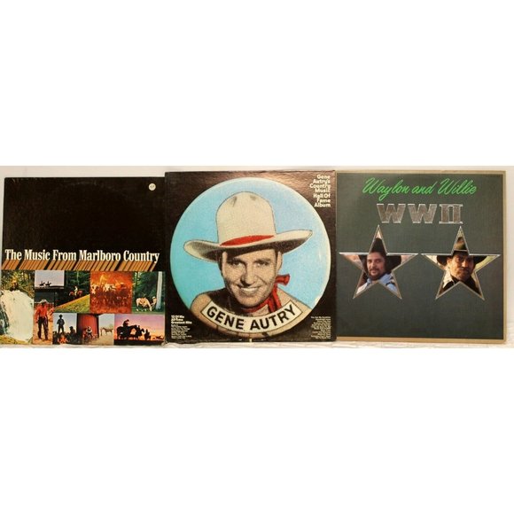 3 VTG Country Albums Vinyls LP Gene Autry Waylon and Willie Nelson WWII Marlboro - Picture 2 of 12